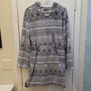 Cozy Gray Patterned Women's Pajama Dress